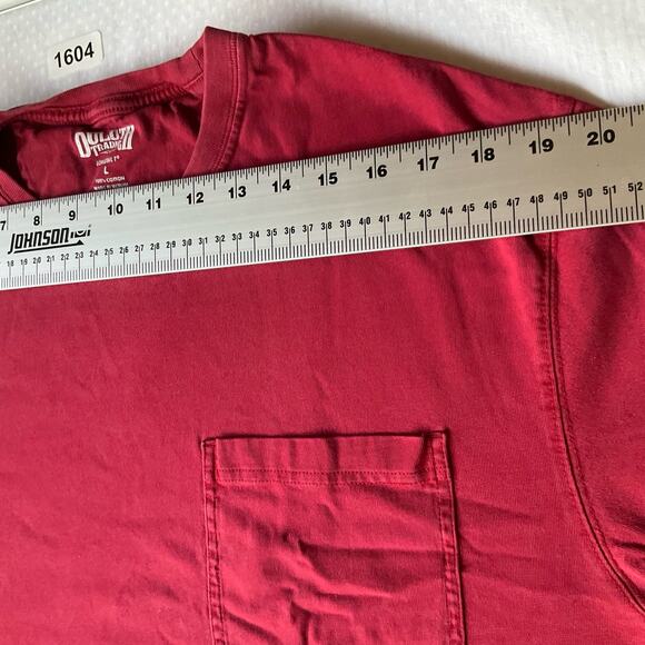 Duluth Trading Co. Men’s Short Sleeve T-shirt size L, Solid Red, Pocket Front - Picture 2 of 7